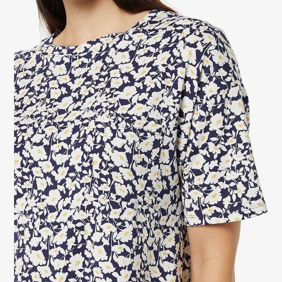 Amazon Essentials Knit Jersey Sleep Tee Nightdress - L - Navy & White Floral - Picture 2 of 9